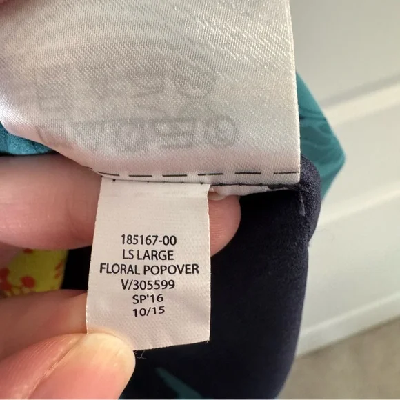 Banana Republic Navy Blue Floral Popover Blouse Size XS Polyester Buttons - Picture 14 of 14